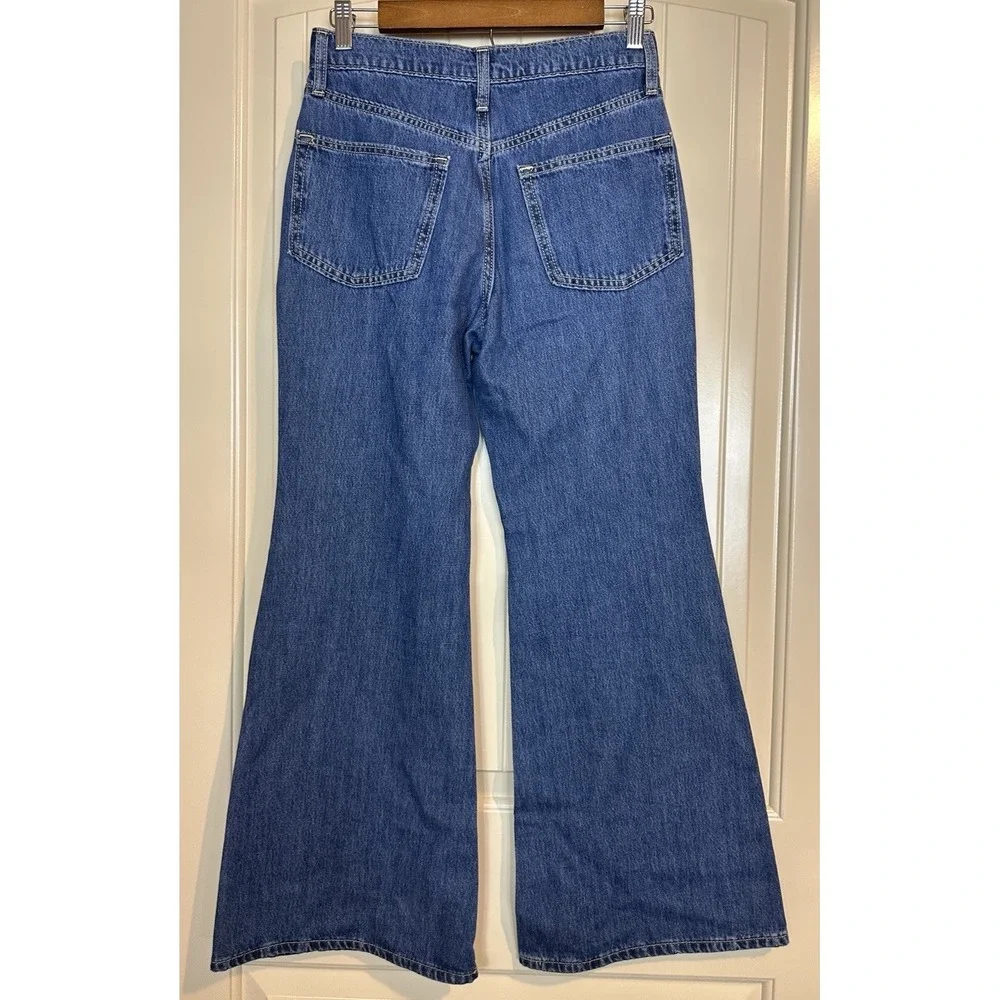 Old Navy Jeans‎ Girls 14 Blue High Rise Baggy Flare Western Horse Cowgirl Rodeo